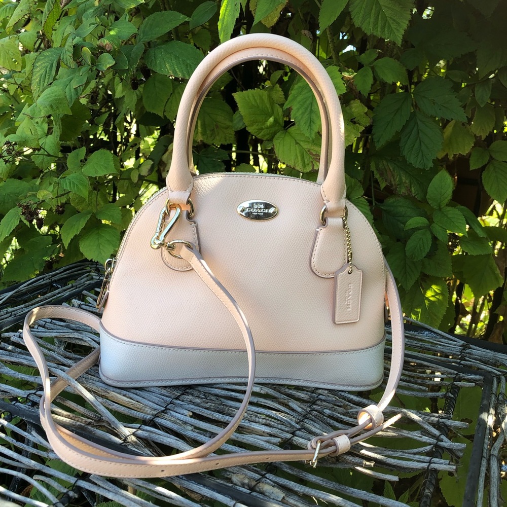 Coach F34517 Cora Mini Domed Leather Satchel Coral